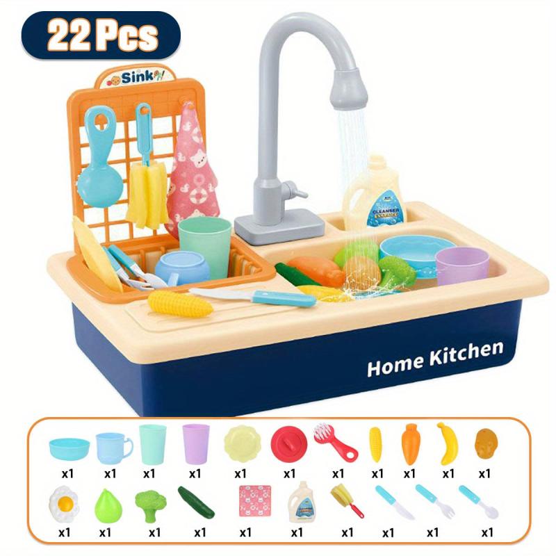 Kids Pretend Play Kitchen Set: Stove, Pots, Pans, Utensils & More