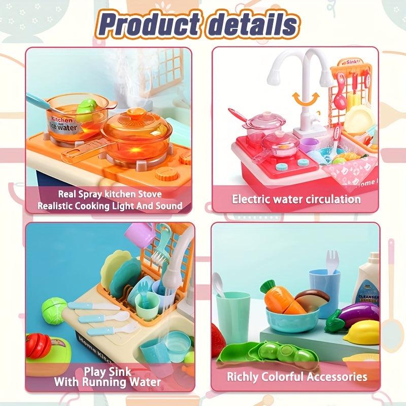 Kids Pretend Play Kitchen Set: Stove, Pots, Pans, Utensils & More