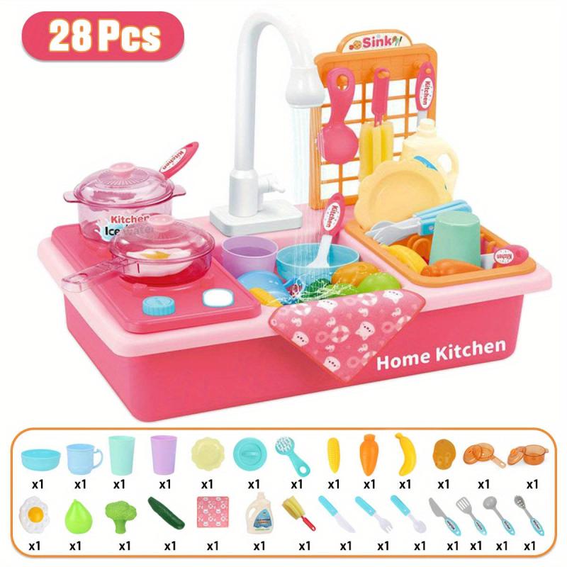 Kids Pretend Play Kitchen Set: Stove, Pots, Pans, Utensils & More