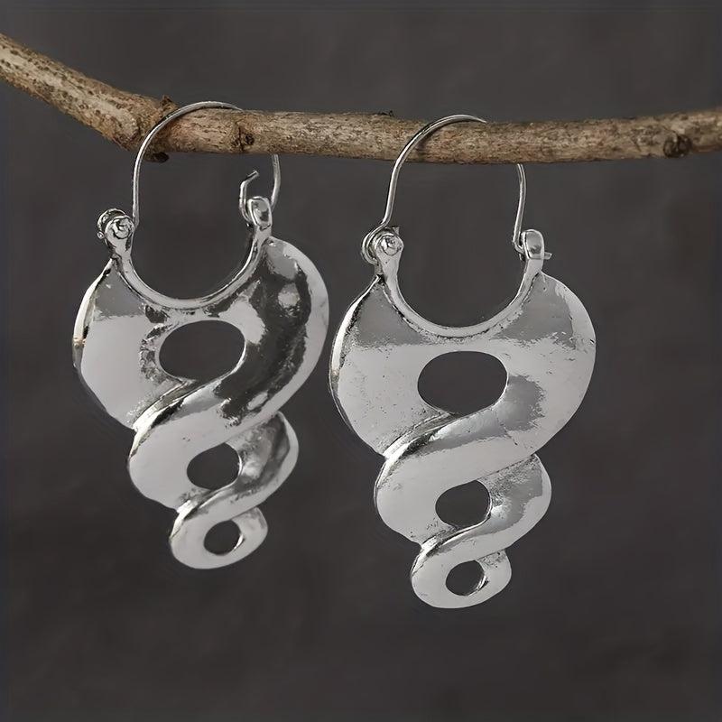 Vintage Silvery Curl Pattern Dangle Earrings Gift For Women