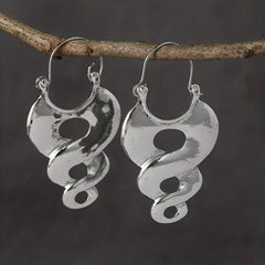 Vintage Silvery Curl Pattern Dangle Earrings Gift For Women