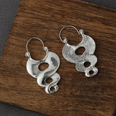 Vintage Silvery Curl Pattern Dangle Earrings Gift For Women