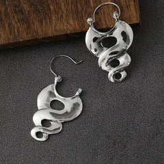 Vintage Silvery Curl Pattern Dangle Earrings Gift For Women