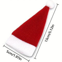 10pcs Mini Santa Hats & Tableware Sets - Christmas Party Sparkle