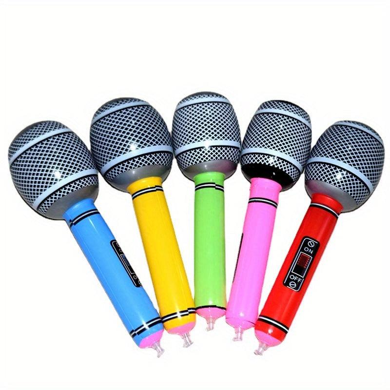 5pcs Inflatable Microphone Props PVC Blowing Hammer Toy for Entertainment Stage