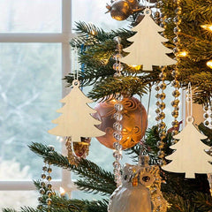 20pcs Wooden Christmas Tree Ornaments with Rope for Crafts Decorations
