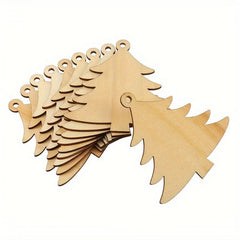 20pcs Wooden Christmas Tree Ornaments with Rope for Crafts Decorations