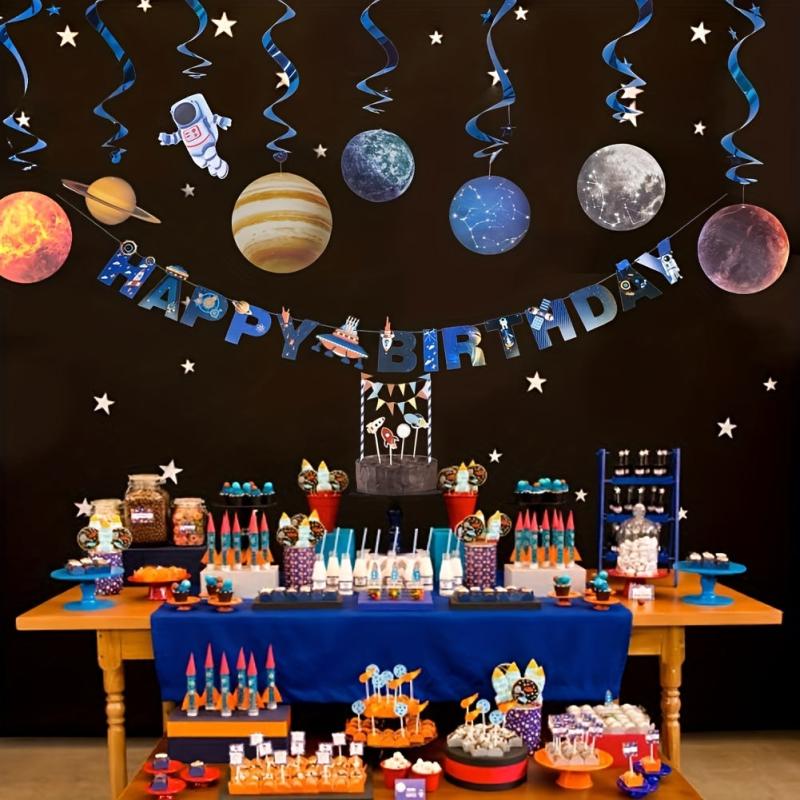 Solar System Hanging Swirl Decorations 10pcs - Outer Space Themed Party Supplies