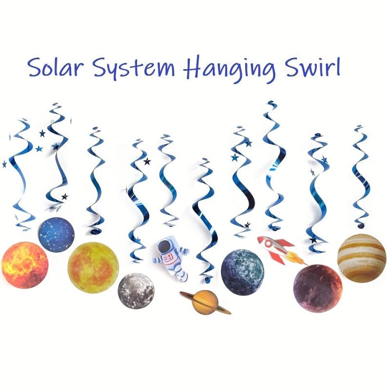 Solar System Hanging Swirl Decorations 10pcs - Outer Space Themed Party Supplies