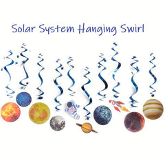 Solar System Hanging Swirl Decorations 10pcs - Outer Space Themed Party Supplies