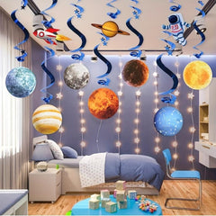 Solar System Hanging Swirl Decorations 10pcs - Outer Space Themed Party Supplies