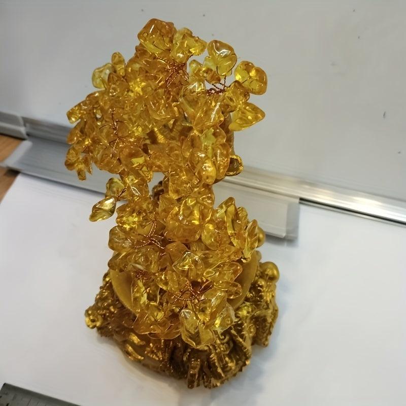 Chinese Elements Dragon Hair Wealth Tree Rocking Money Tree Yellow Crystal Tree