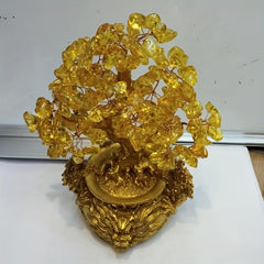 Chinese Elements Dragon Hair Wealth Tree Rocking Money Tree Yellow Crystal Tree