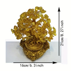 Chinese Elements Dragon Hair Wealth Tree Rocking Money Tree Yellow Crystal Tree