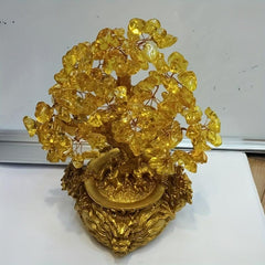 Chinese Elements Dragon Hair Wealth Tree Rocking Money Tree Yellow Crystal Tree