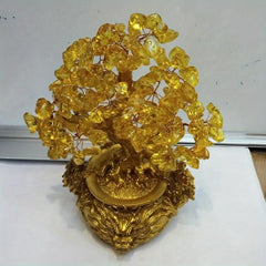 Chinese Elements Dragon Hair Wealth Tree Rocking Money Tree Yellow Crystal Tree