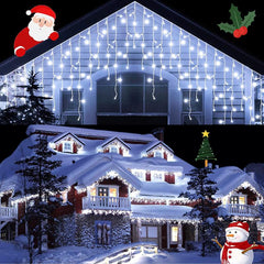 LED Solar Icicle String Lights 13ft 4m 96LEDs Waterproof Curtain Lights