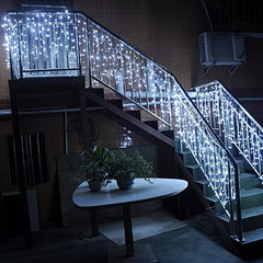 LED Solar Icicle String Lights 13ft 4m 96LEDs Waterproof Curtain Lights