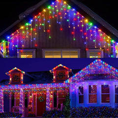 LED Solar Icicle String Lights 13ft 4m 96LEDs Waterproof Curtain Lights