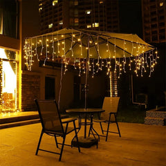 LED Solar Icicle String Lights 13ft 4m 96LEDs Waterproof Curtain Lights