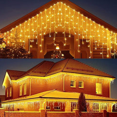 LED Solar Icicle String Lights 13ft 4m 96LEDs Waterproof Curtain Lights