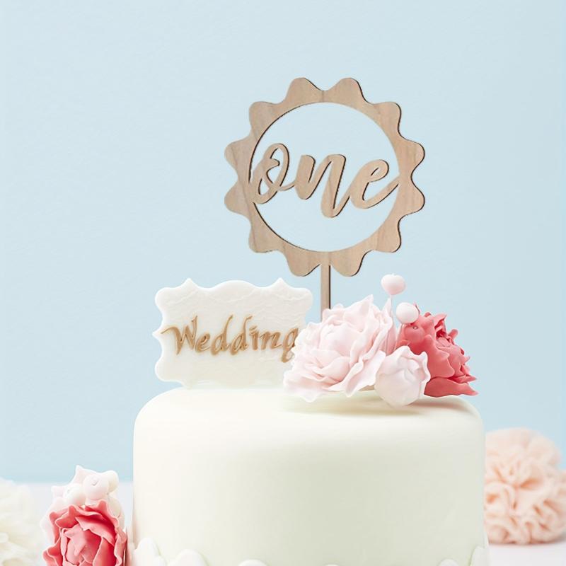 Wooden One Birthday Cake Topper for 1st Birthday