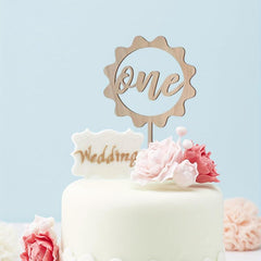 Wooden One Birthday Cake Topper for 1st Birthday