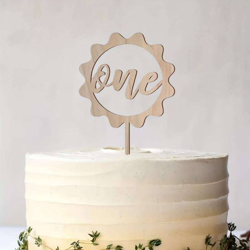 Wooden One Birthday Cake Topper for 1st Birthday