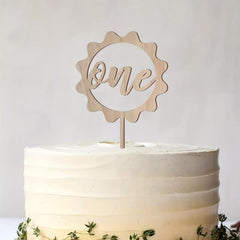 Wooden One Birthday Cake Topper for 1st Birthday