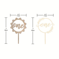 Wooden One Birthday Cake Topper for 1st Birthday