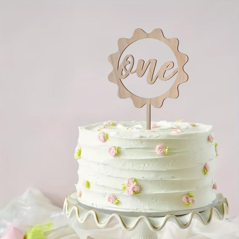 Wooden One Birthday Cake Topper for 1st Birthday