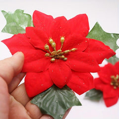 10pcs Red Christmas Flower Decoration Christmas Tree Decoration Flower