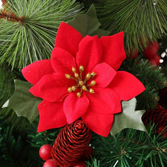 10pcs Red Christmas Flower Decoration Christmas Tree Decoration Flower
