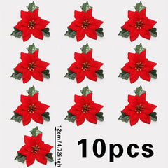10pcs Red Christmas Flower Decoration Christmas Tree Decoration Flower