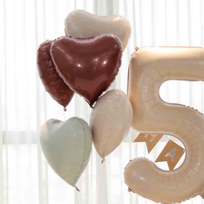 7pcs Creamy Caramel Choc 18 Inch Heart Film Balloons Birthday Party Decor