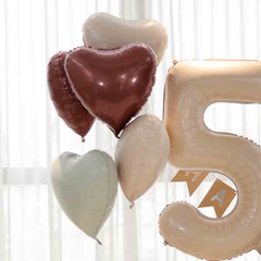 7pcs Creamy Caramel Choc 18 Inch Heart Film Balloons Birthday Party Decor