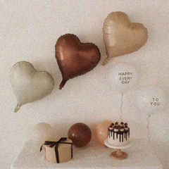 7pcs Creamy Caramel Choc 18 Inch Heart Film Balloons Birthday Party Decor