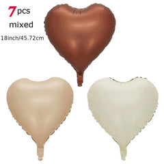 7pcs Creamy Caramel Choc 18 Inch Heart Film Balloons Birthday Party Decor