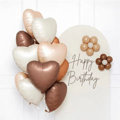 7pcs Creamy Caramel Choc 18 Inch Heart Film Balloons Birthday Party Decor