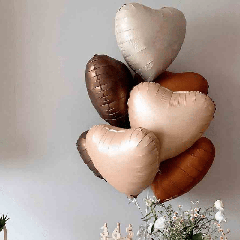 7pcs Creamy Caramel Choc 18 Inch Heart Film Balloons Birthday Party Decor