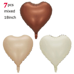 7pcs Creamy Caramel Choc 18 Inch Heart Film Balloons Birthday Party Decor