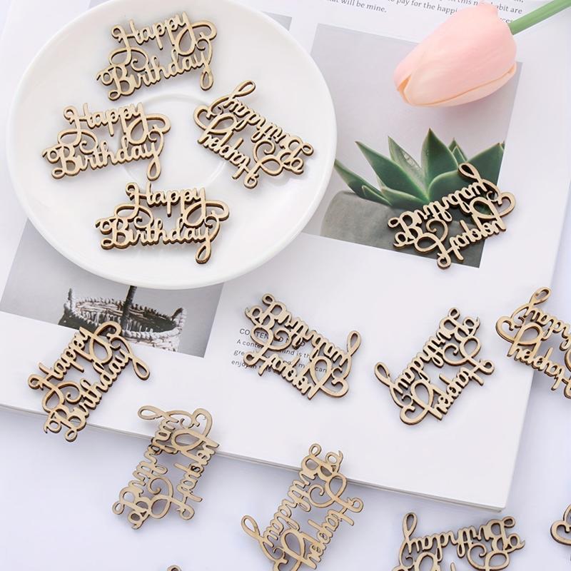 15pcs Happy Birthday Wooden Chips Desktop Decoration Party Small