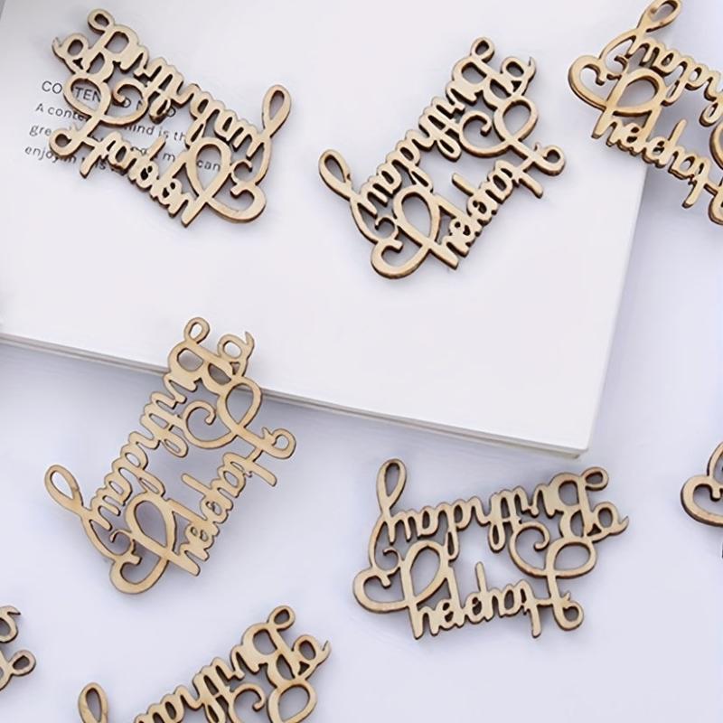 15pcs Happy Birthday Wooden Chips Desktop Decoration Party Small