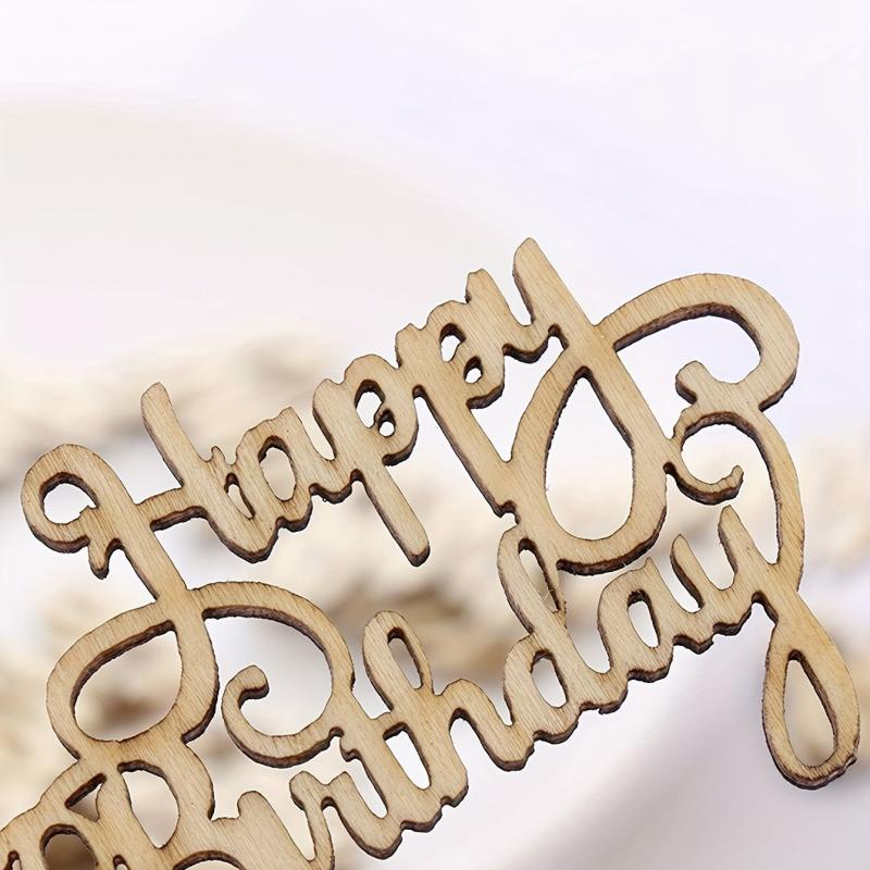 15pcs Happy Birthday Wooden Chips Desktop Decoration Party Small