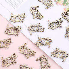15pcs Happy Birthday Wooden Chips Desktop Decoration Party Small