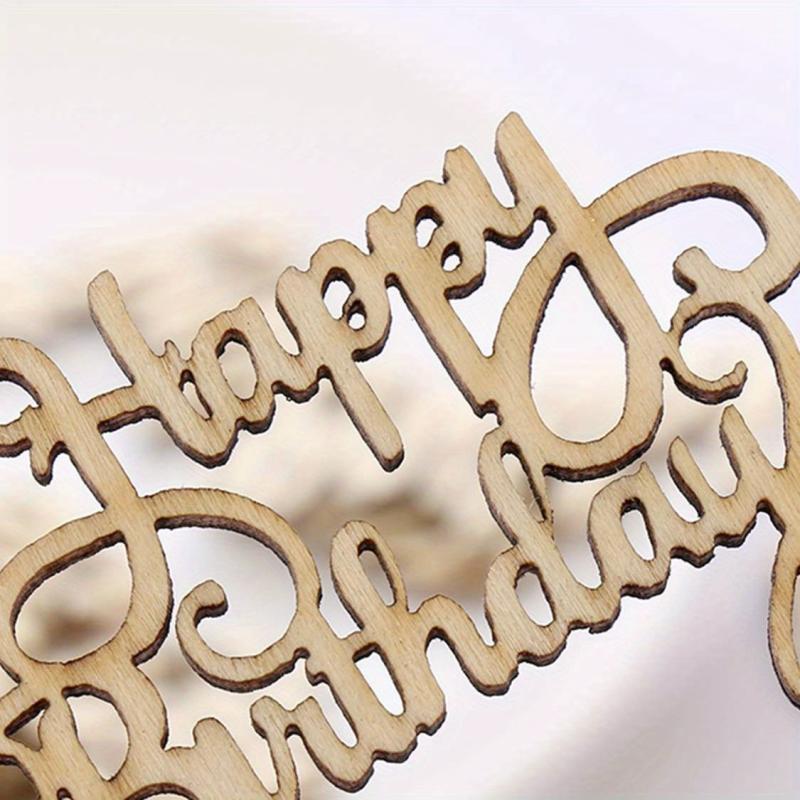 15pcs Happy Birthday Wooden Chips Desktop Decoration Party Small