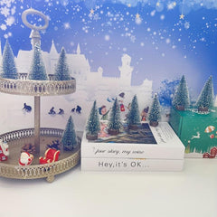 6pcs Mini Christmas Tree Wooden Base Christmas Decorations