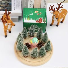 6pcs Mini Christmas Tree Wooden Base Christmas Decorations