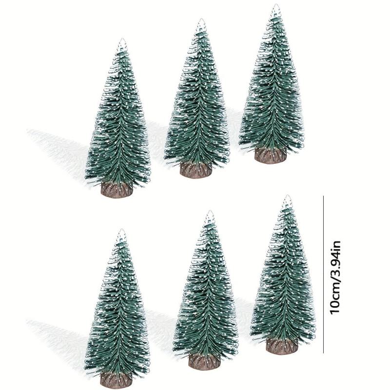 6pcs Mini Christmas Tree Wooden Base Christmas Decorations