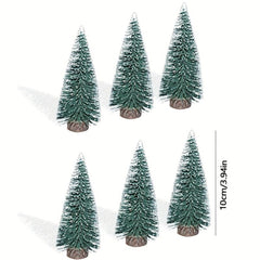 6pcs Mini Christmas Tree Wooden Base Christmas Decorations